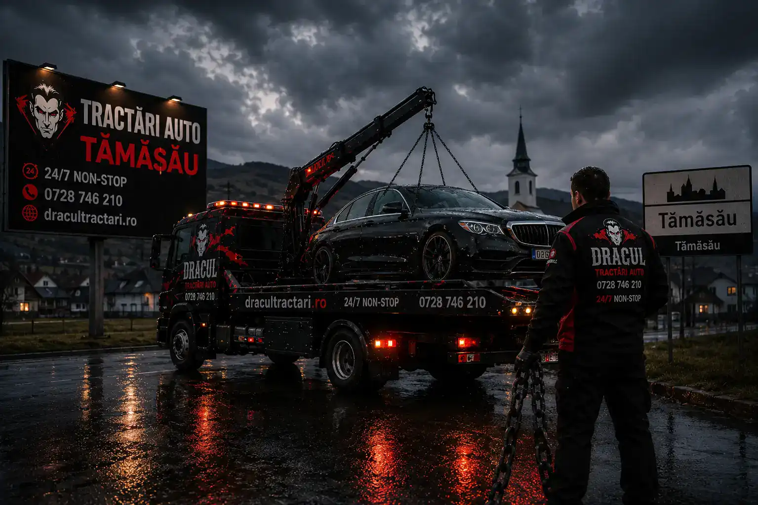 Tow truck in Tămășău